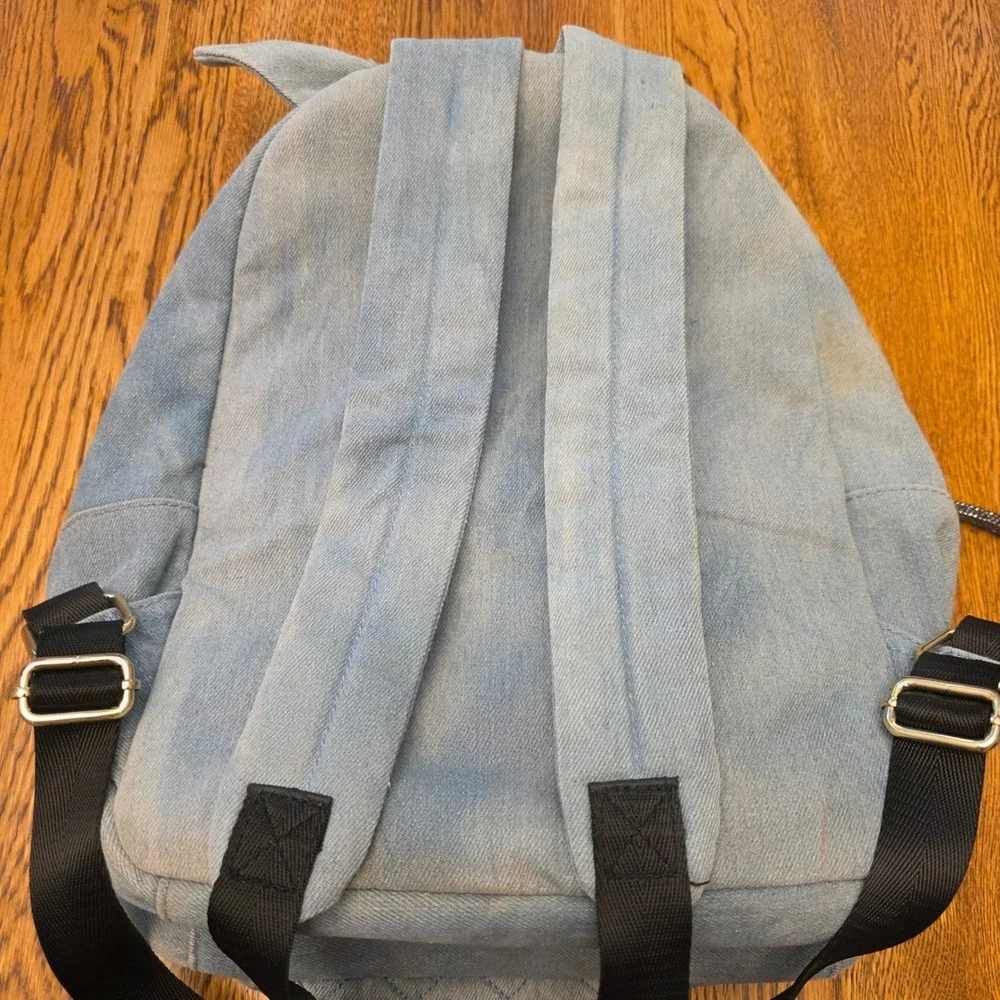 Luv Betsey by Betsey Johnson Denim Patch Backpack Light Blue Quilted Glitter